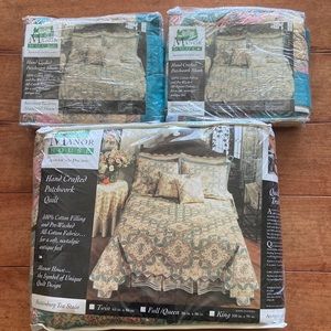 NWT Manor House byAmerican Pride Full/Queen Quilt & 2 Shams Battenburg Tea Stain
